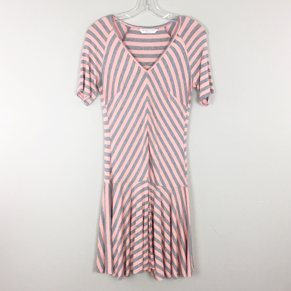 Trina Turk | Pink Gray Stripe Dress - E61